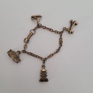 Kid's Vintage MCM 5 Charm Gold Tone Bracelet San Francisco Cali Travel